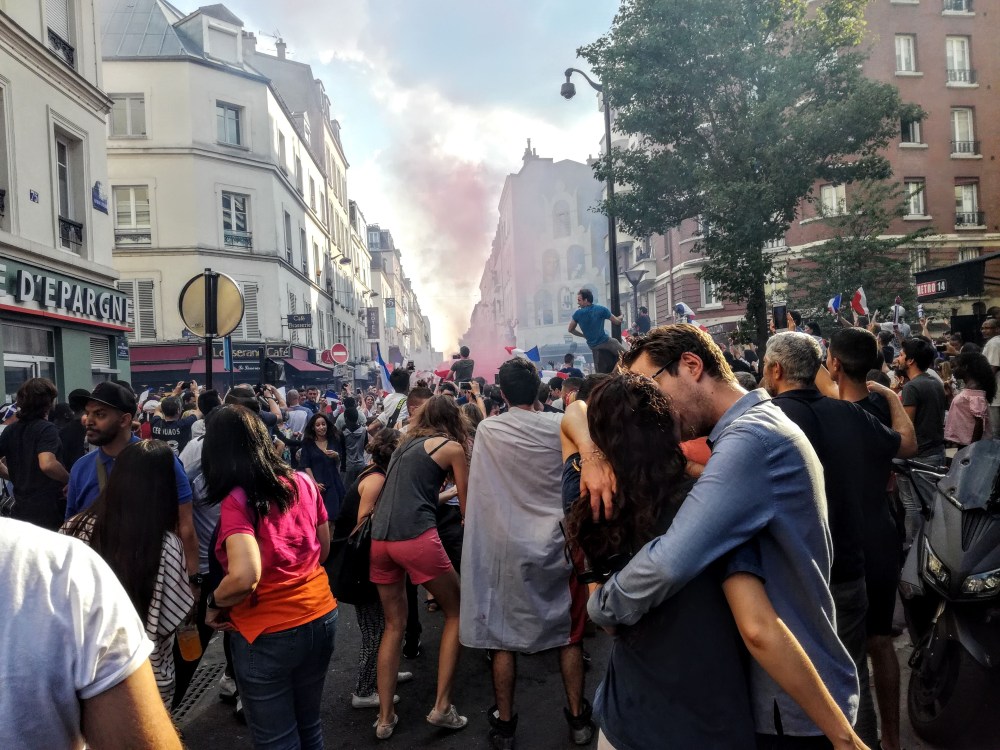 Love, peace and victory, that's the football World Cup in Pernety, at Montparnasse, Paris. (15 july 2018) Photo 2018