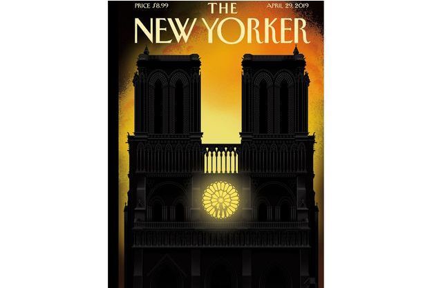 Cet incendie spectaculaire de Notre-Dame de Paris, le 15 avril 2019 provoqua une émotion planétaire. Ici, la couverture du The New Yorker. Une fondation de droit américain " Friend of Notre-Dame de Paris " venait d'être créée pour collecter (déjà avant l'incendie) des fonds afin de restaurer la flèche, le choeur et le chevet très mal en point plus 3 arcs-boutants menaçant d'exploser.